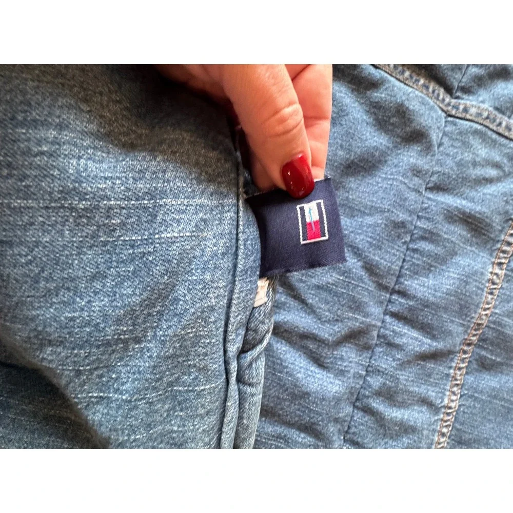Vtg Tommy Hilfiger Queen Size Denim Bed Comforter Stonewash Blue Jean